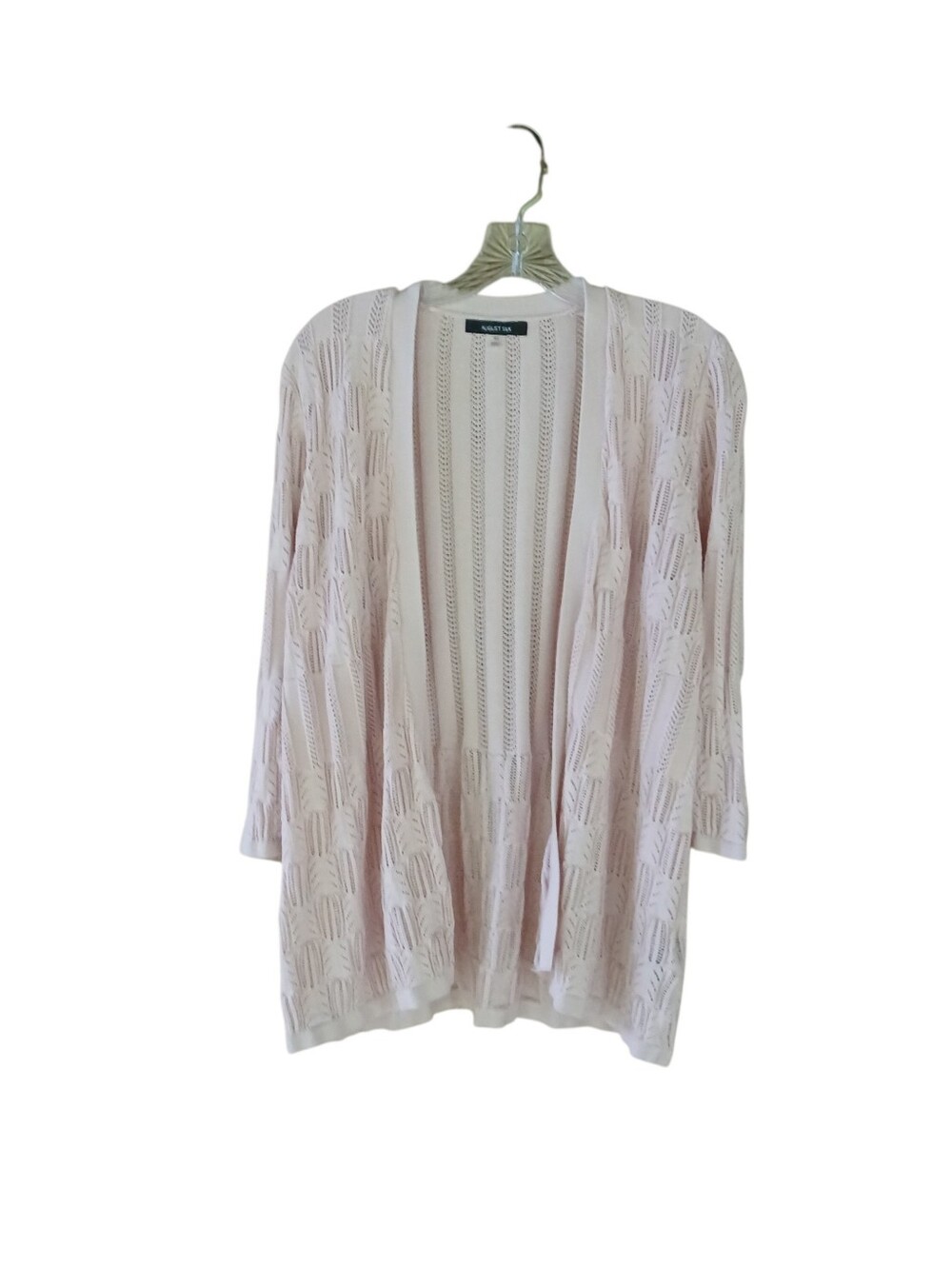 August Silk Pink Open Front Pointelle Cardigan XL